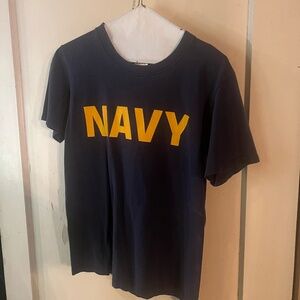 Navy Tee Shirt (small) navy blue with gold